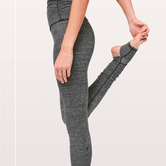 Lululemon Still Mind Tights 28” Interlink Ice Grey Black - Picture 3 of 5